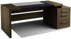 Mesa reta c/ gaveteiro misto e vidro